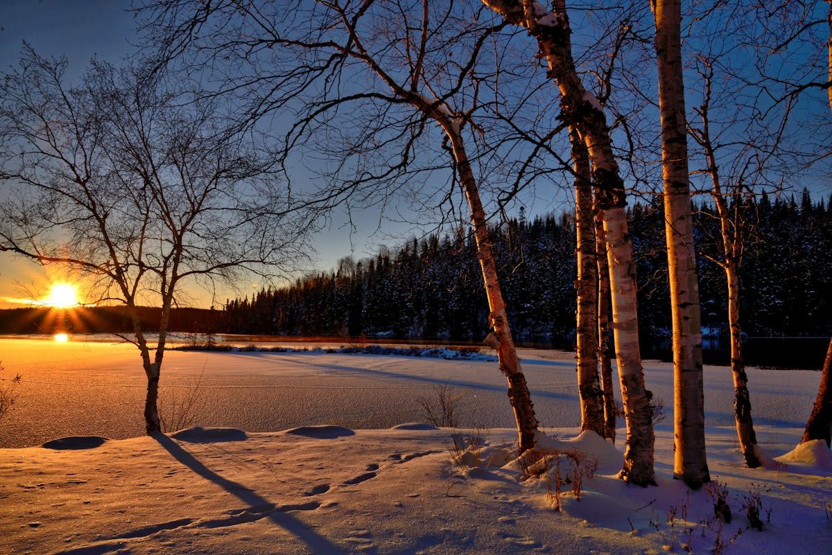 Winter sunset over a Northwoods Wisconsin lake